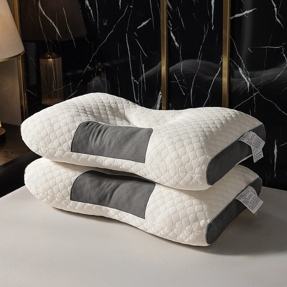 Stacked Align Cervical Relief Pillows in luxury bedroom showcasing ergonomic design and sleep support