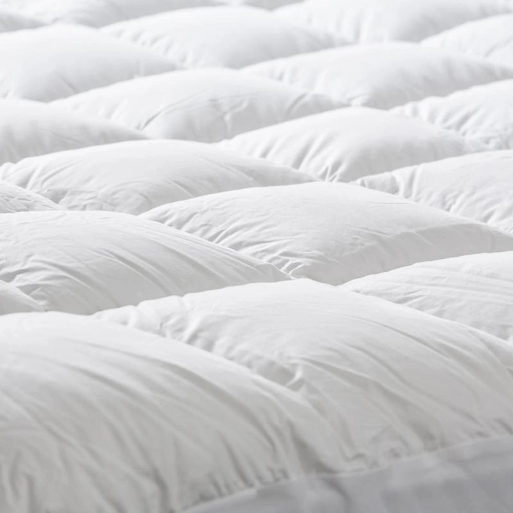 Close-up of the quilted sleep surface on an Australian made bamboo mattress topper.
