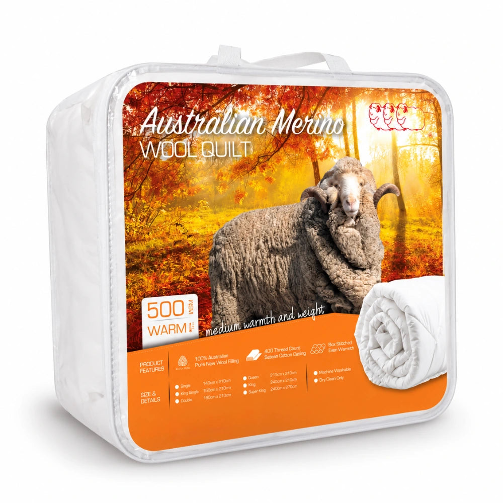 Australian Merino Wool Quilt 500GSM all season packaging