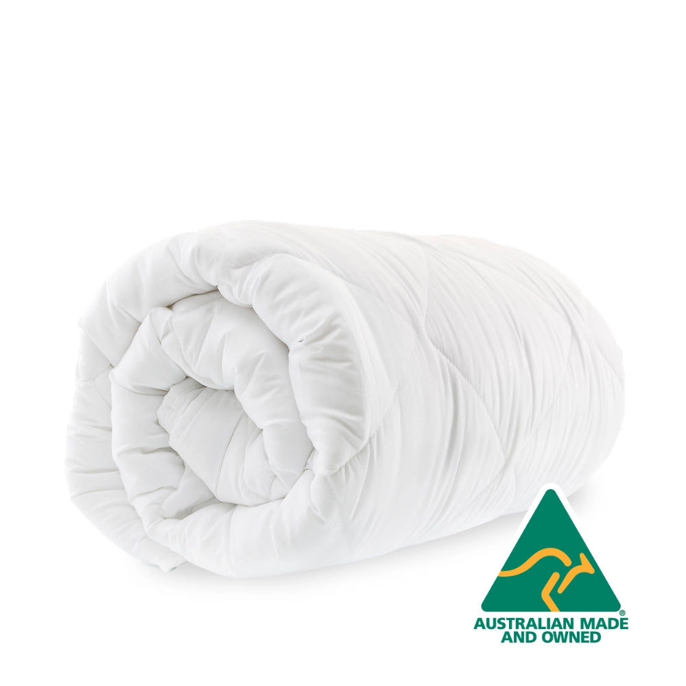 rolled quilt highlighting soft loft and cosy australian merino wool feel