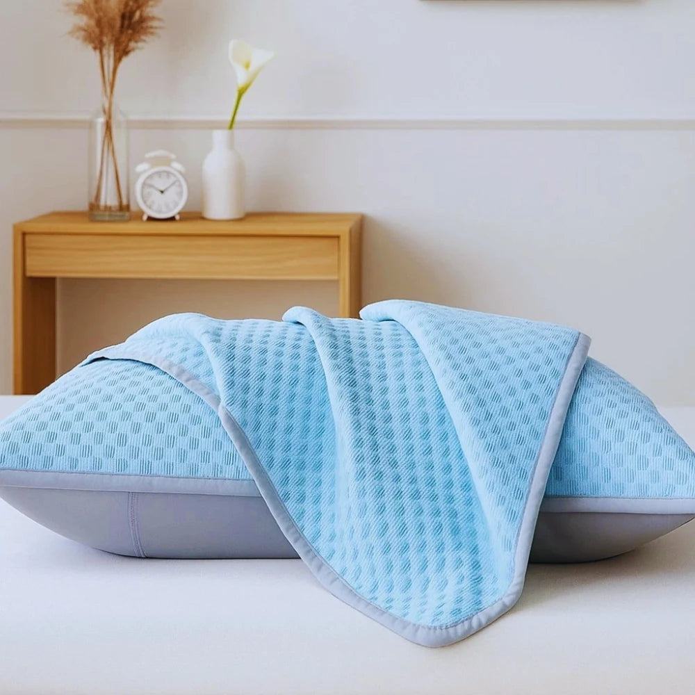 soft cooling pillowcase draped over pillow showing smooth fabric feel