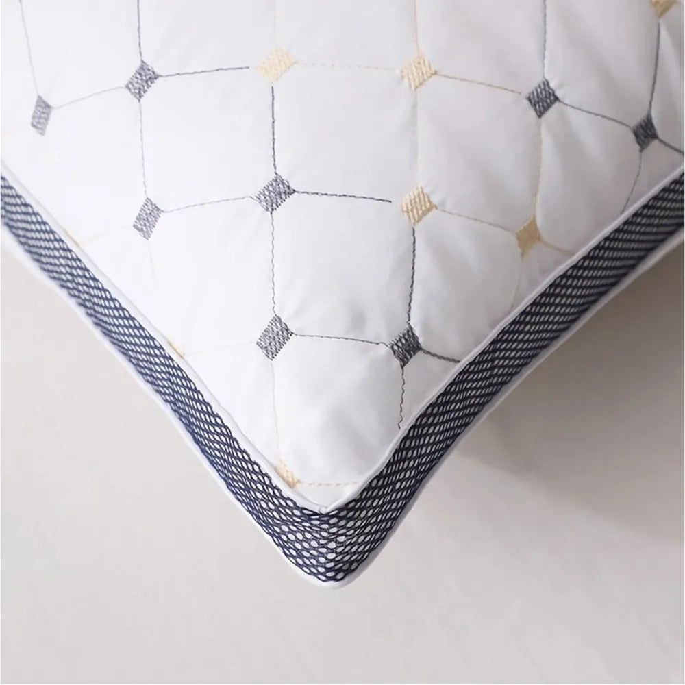 Corner detail of DreamHaven pillow highlighting premium stitching