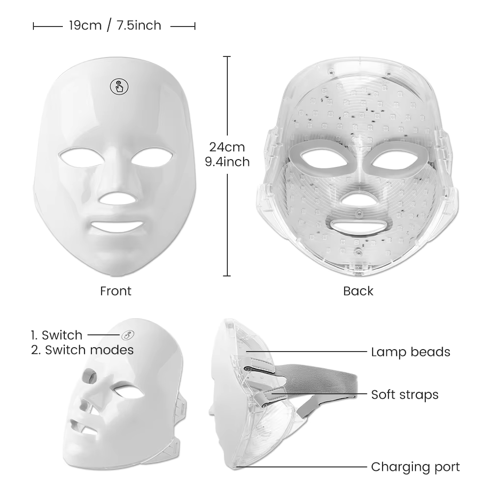 LuxeGlow UV light face mask for deep skin renewal and fine line reduction