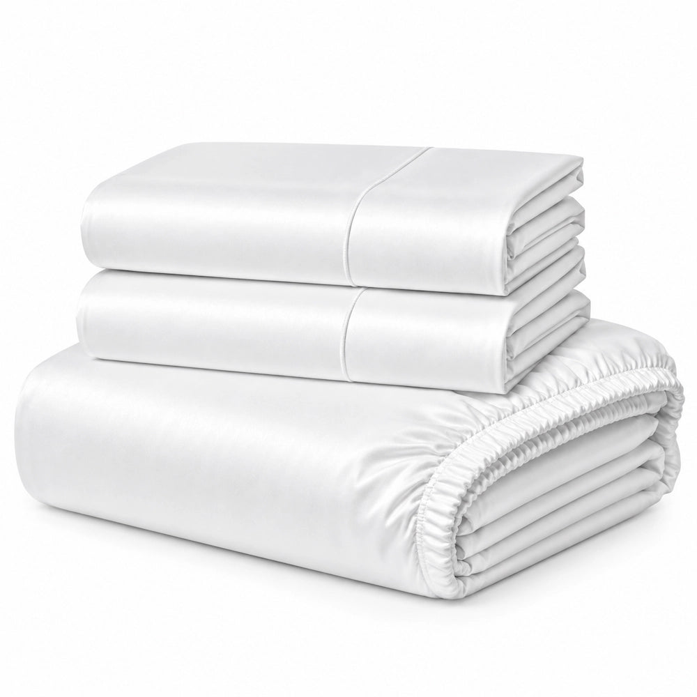 White 1000TC Egyptian cotton fitted sheet and pillowcase set