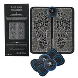3-in-1 Smart EMS Massage Set with Foot Mat, Muscle Stimulator Pads for Legs, Arms, and Back