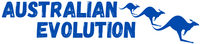 Australian Evolution logo featuring blue kangaroo design for health and wellness brand