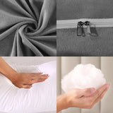 BodyHaven support pillow soft velvet fabric close-up showing zip and cotton filling