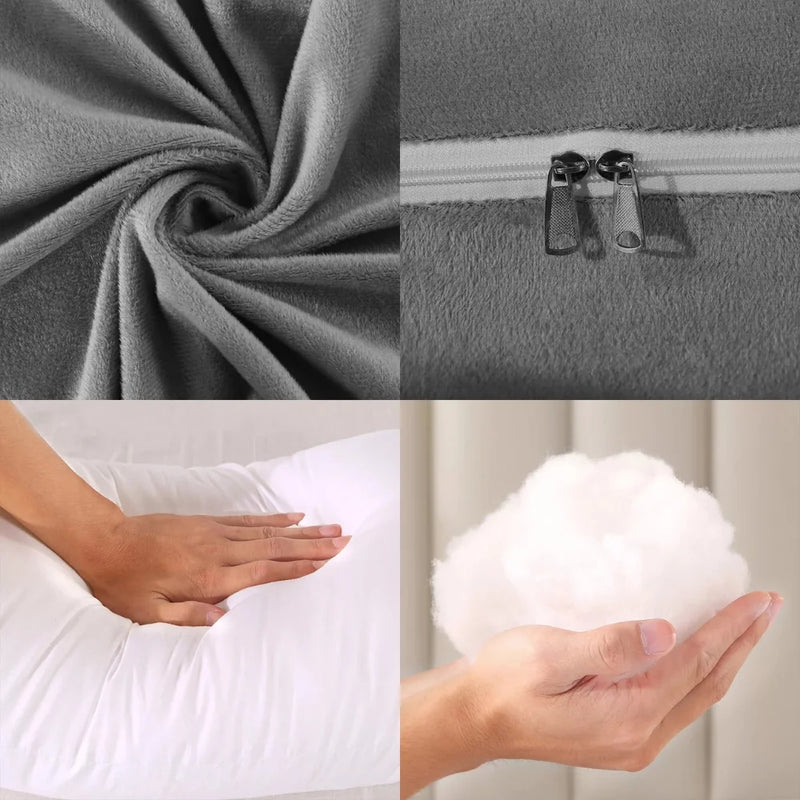 BodyHaven support pillow soft velvet fabric close-up showing zip and cotton filling