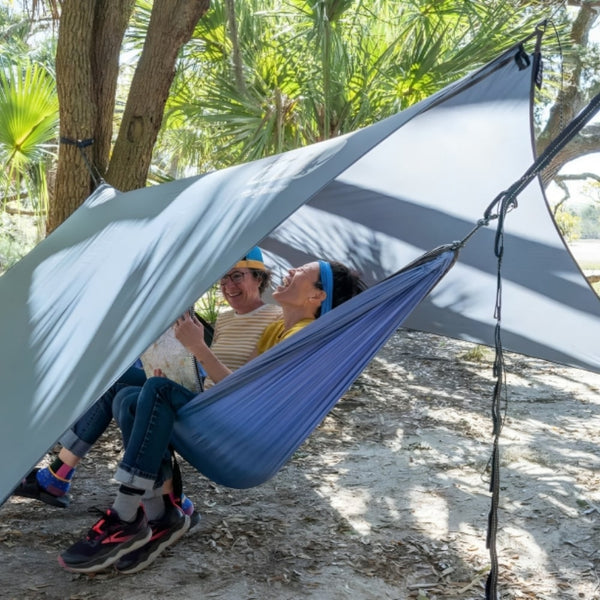 Hammock tarp with stakes