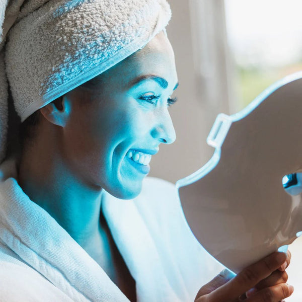 Advanced LED facial mask therapy for glowing, youthful skin – LuxeGlow 7 in 1 light treatment for acne, wrinkles, and skin repair.