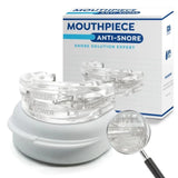 Transparent anti snore mouthpiece with storage case for night use