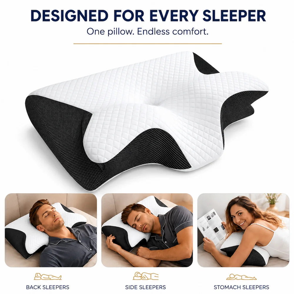 Anti Snoring Pillow designed for back and side sleepers with ergonomic neck support and pressure-relieving comfort.