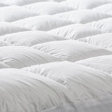 Close-up of the quilted sleep surface on an Australian made bamboo mattress topper.
