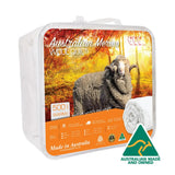 packaged quilt set on display showing breathable australian merino wool comfort