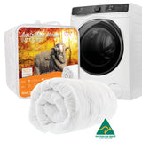quilt beside washing machine showing easy care australian merino wool quilt