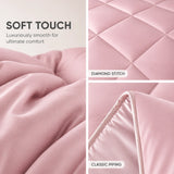 Close-up of pink quilt fabric highlighting soft touch bamboo bedding
