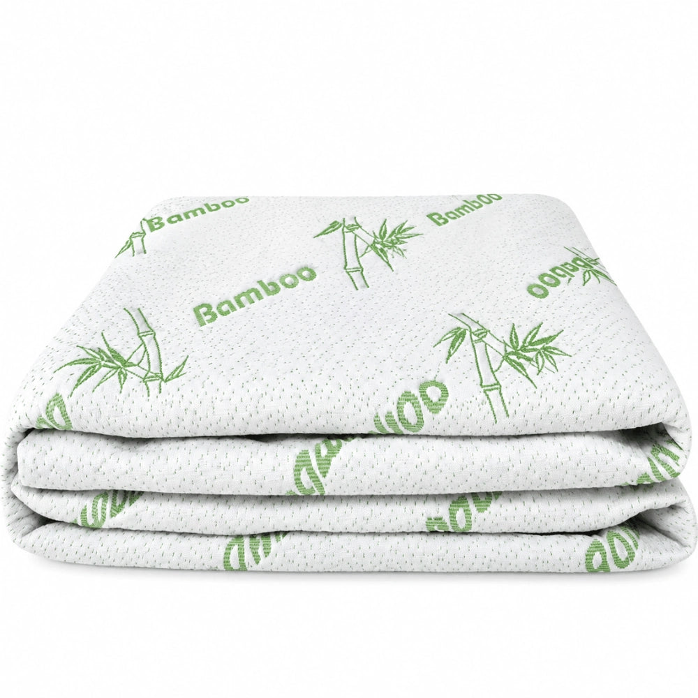 Neatly folded BambooFresh bamboo mattress protector showing the patterned surface