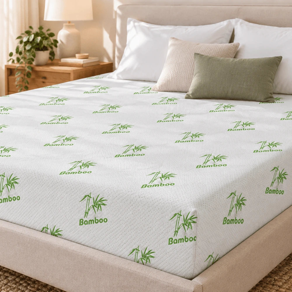 BambooFresh fully fitted bamboo mattress protector styled on a modern bed