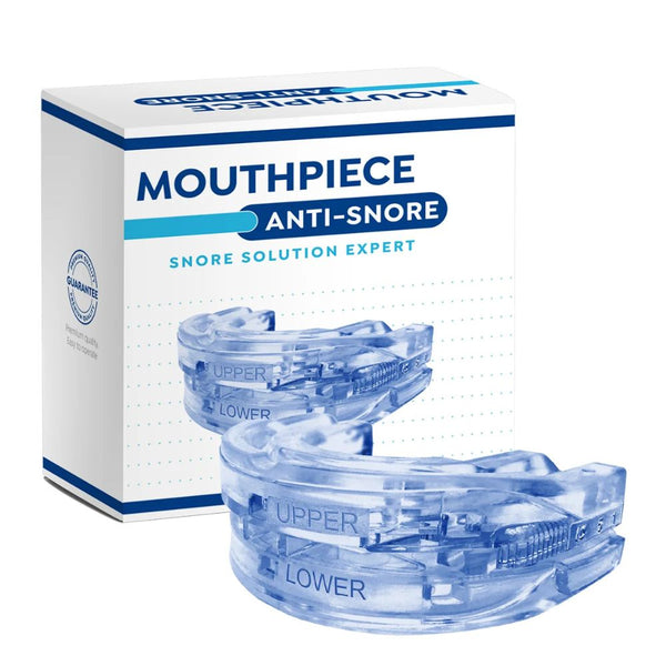 Front view of Blue Anti-Snoring Mouthpiece showing ergonomic dental design