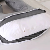 body pillow secured to bed with strap for stable sleep support