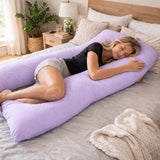 woman sleeping on lilac pillow for full body comfort
