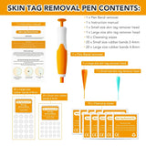 ClearSkin Pro Skin Tag Removal Kit contents including removal pen, applicator heads, bands, and user guide