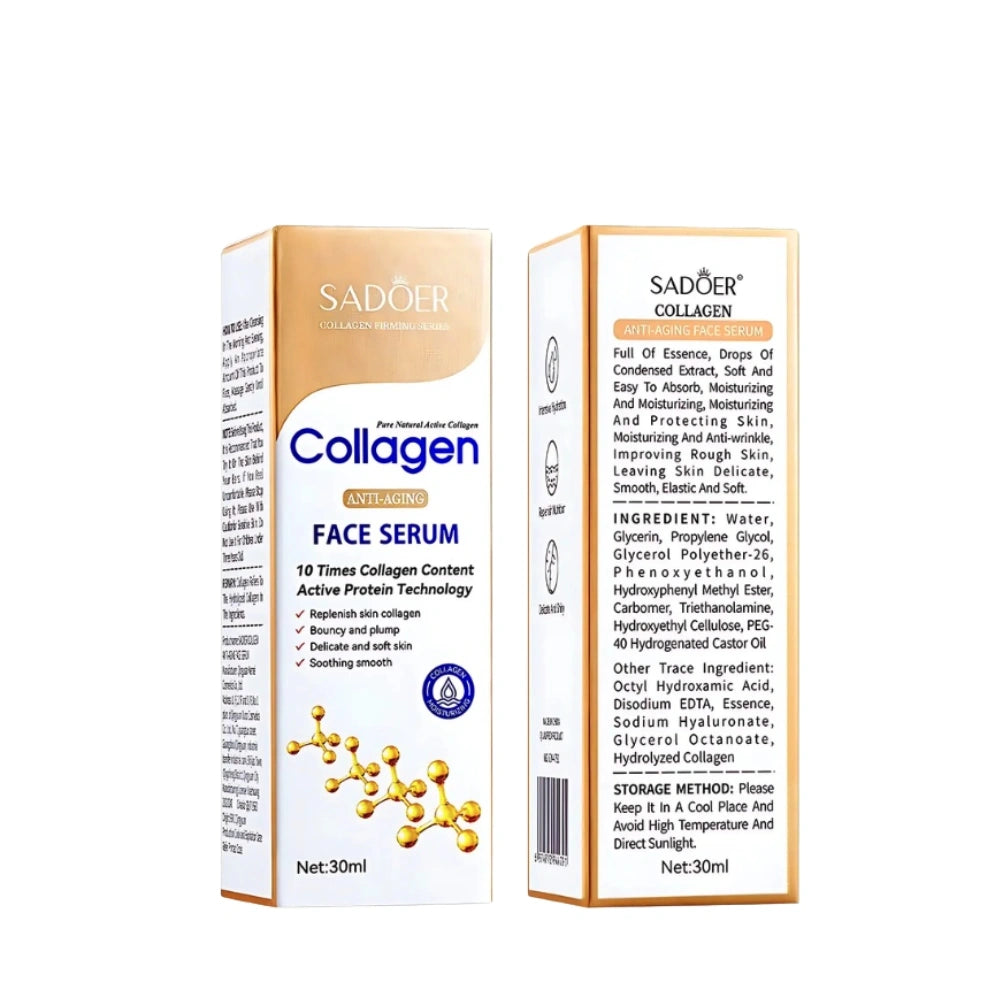 Serum packaging displayed upright on a clean surface promoting hydrating skincare