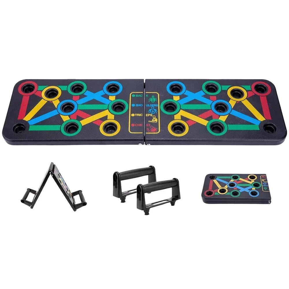 Color coded push up board showing grip positions for training, push up board