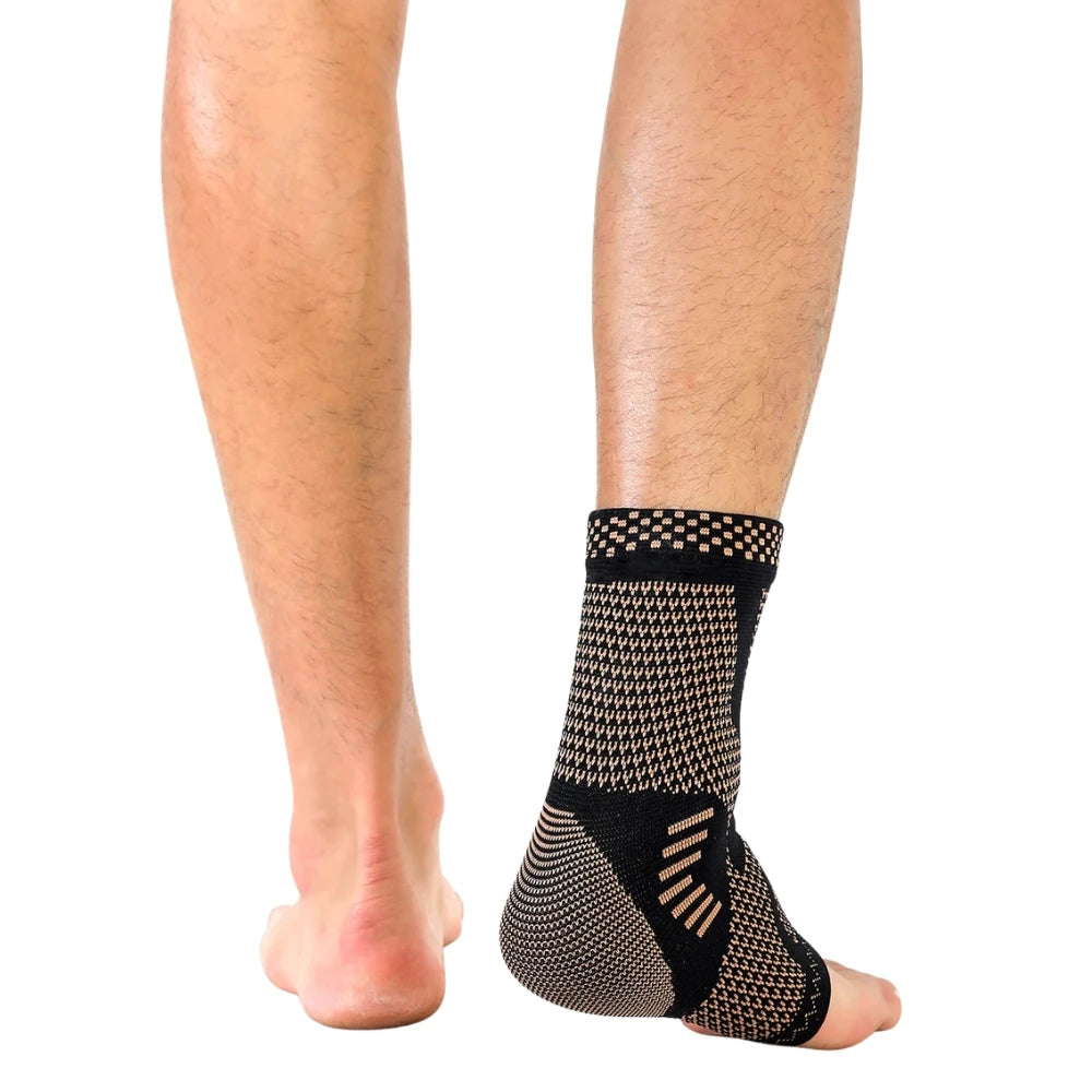 Open-toe socks worn on feet for everyday movement and ankle support