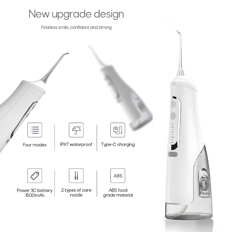 Upgraded cordless oral irrigator with multiple cleaning modes.