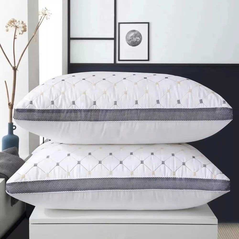 Two DreamHaven pillows styled on bed for luxury hotel-room feel