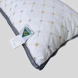 Closeup of DreamHaven Luxury Hotel Pillow with breathable quilted cotton cover and premium finish