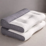two pillows stacked highlighting dual layer support ergonomic pillow