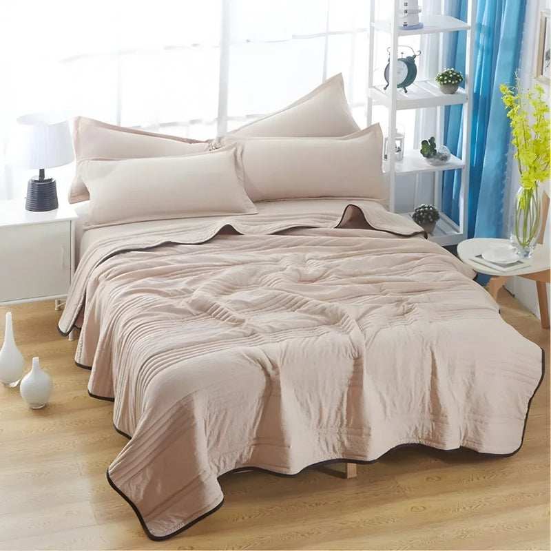 Beige Cooling Summer Blanket for Lightweight Comfort & Healthy Rest