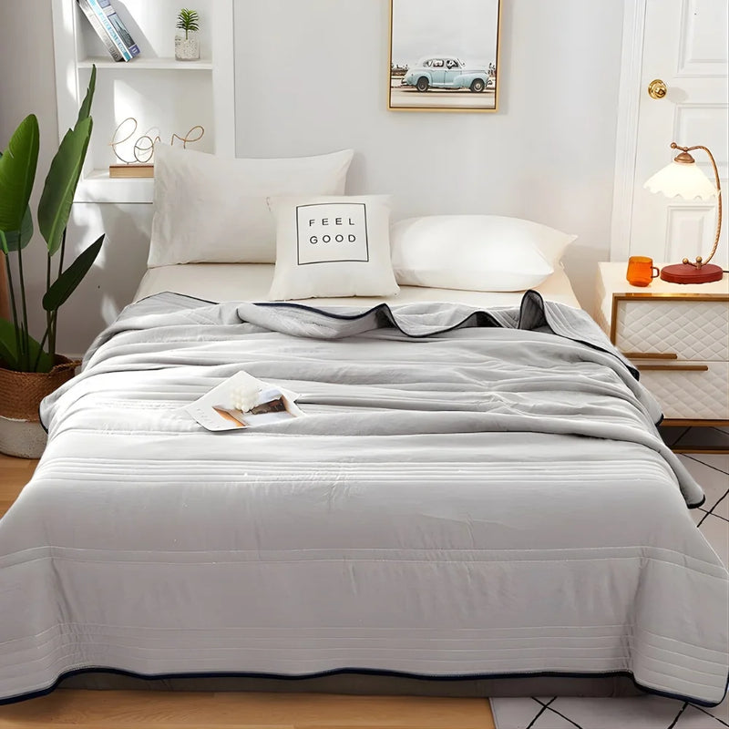 Silver Grey Cooling Blanket Offering Lightweight Comfort & Cool Sleep