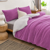 Lilac sherpa quilt cover bringing softness to a bedroom