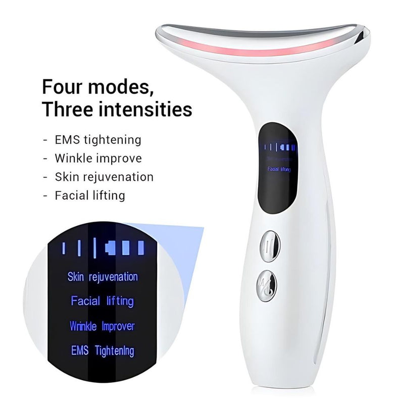 Facial sculpting device with LED display and multiple settings