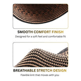 Close-up knit panels showing flexible stretch texture for foot sleeves