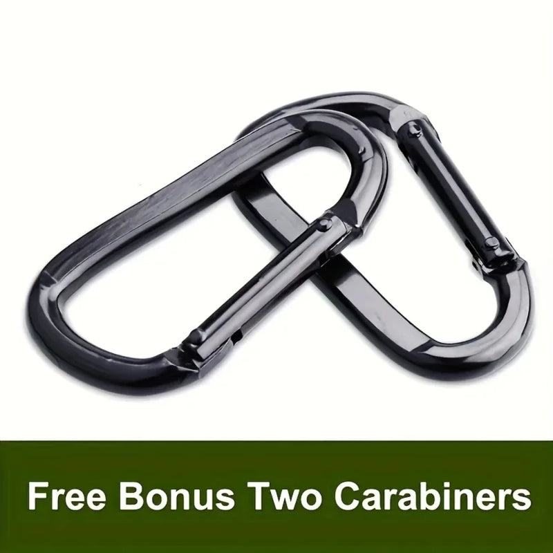 Free high-quality hammock carabiners included with camping set