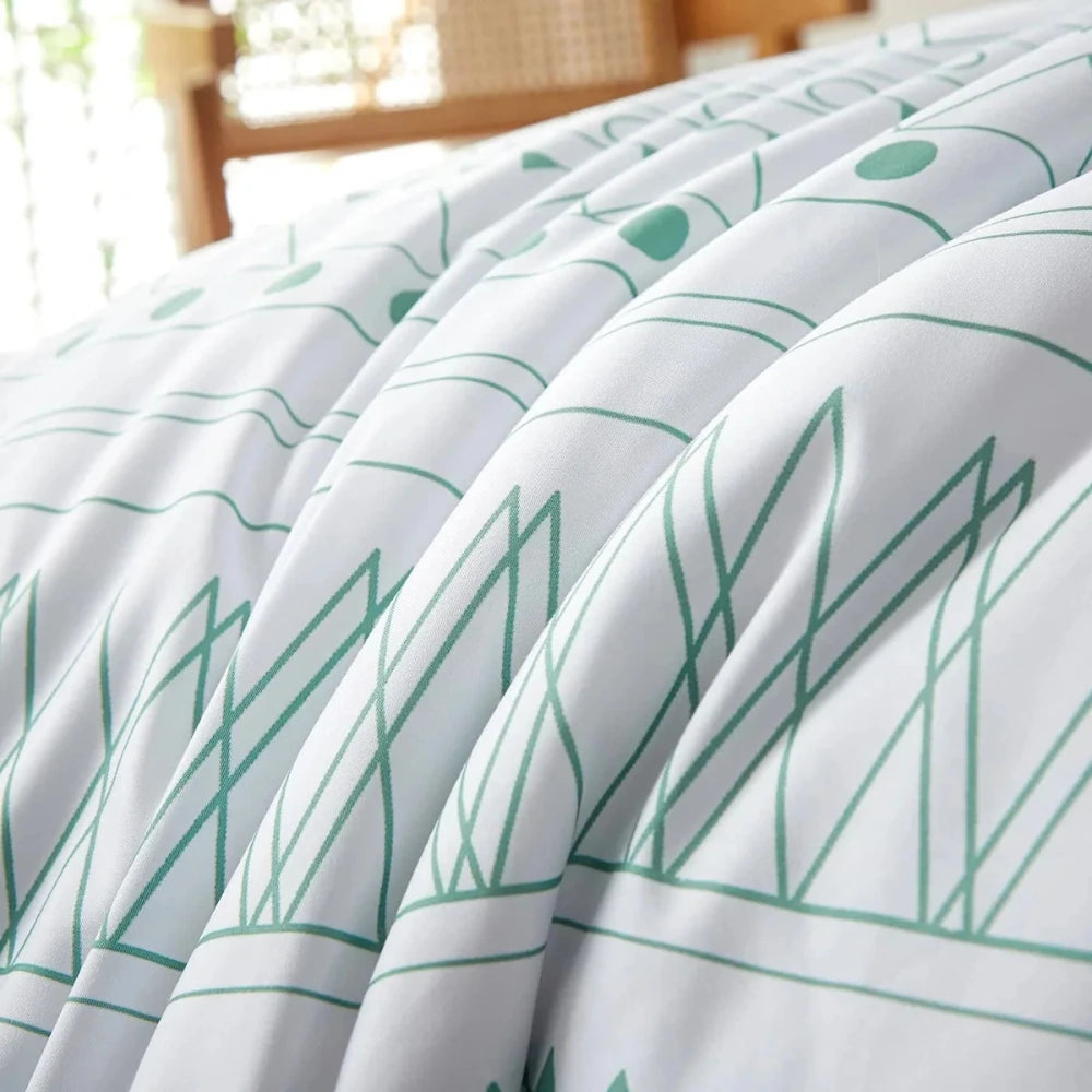 HorizonGeo 300GSM Coastal Green geometric comforter fabric detail