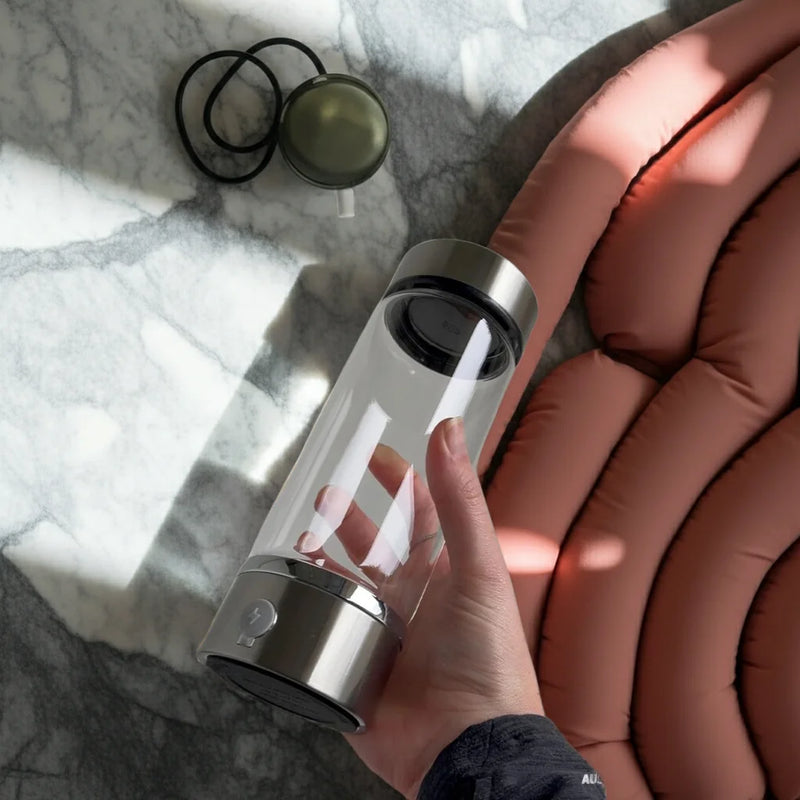 Portable hydrogen water bottle with sleek stainless steel design