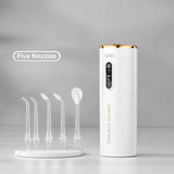 Portable dental flosser for fresh breath and clean teeth.