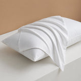 pearl white pillowcase styled neatly on a bed for a fresh cotton pillowcase look