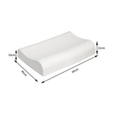 Latex contour pillow with dimensions displayed for sizing reference