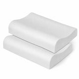 Contoured latex pillow showing ergonomic neck support profile