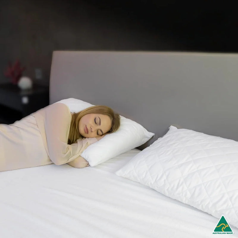 Woman resting with Luxury Quilted Pillow Case enjoying comfort and support