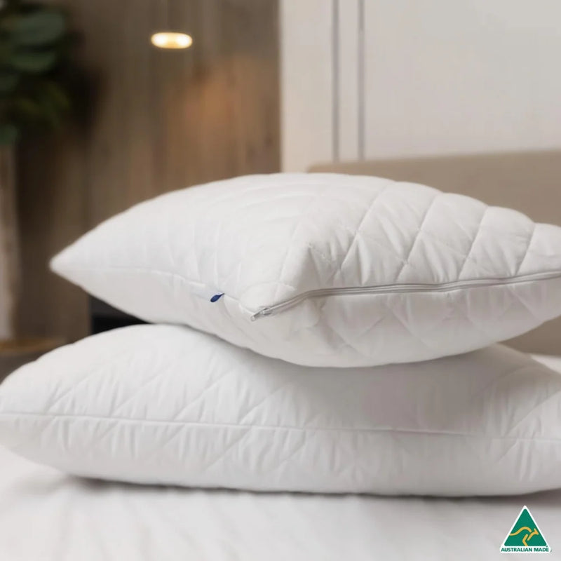 Stack of Luxury Quilted Pillow Cases showing durable quilted pillow protector