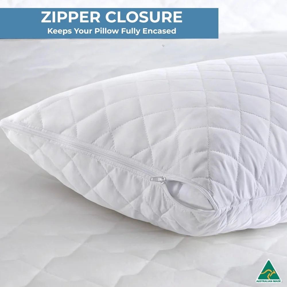 Luxury Quilted Pillow Case with secure zipper closure to protect pillow fully