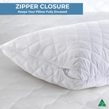 Luxury Quilted Pillow Case with secure zipper closure to protect pillow fully