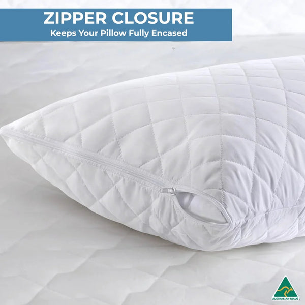 Luxury Quilted Pillow Case with secure zipper closure to protect pillow fully